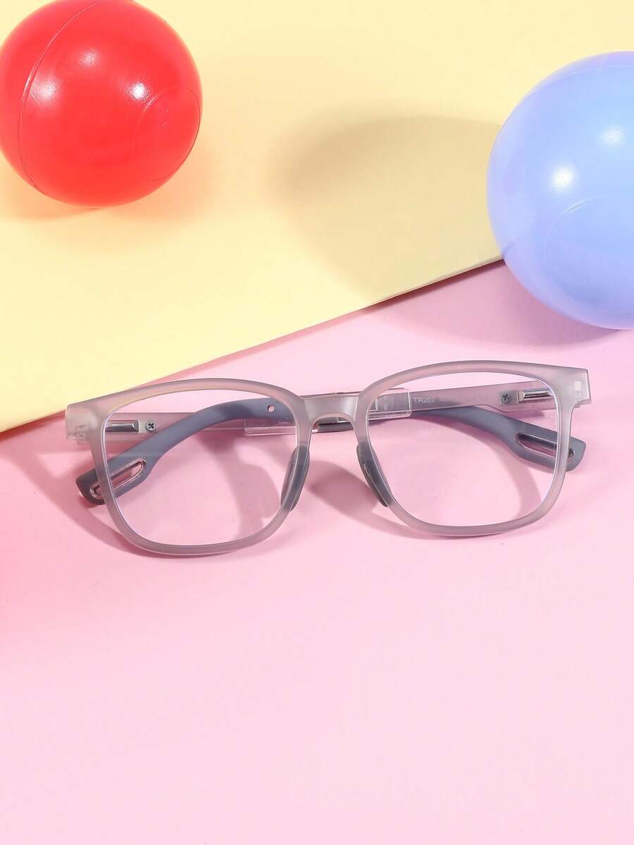 1 Pair Kids Fashion Dual-Color Silicone Non-Prescription Glasses, Suitable For 3-12 Years Old Boys And Girls, Versatile Style, Personalized Photo Posing, Comfortable And Ultra-Lightweight - Grey - View 1