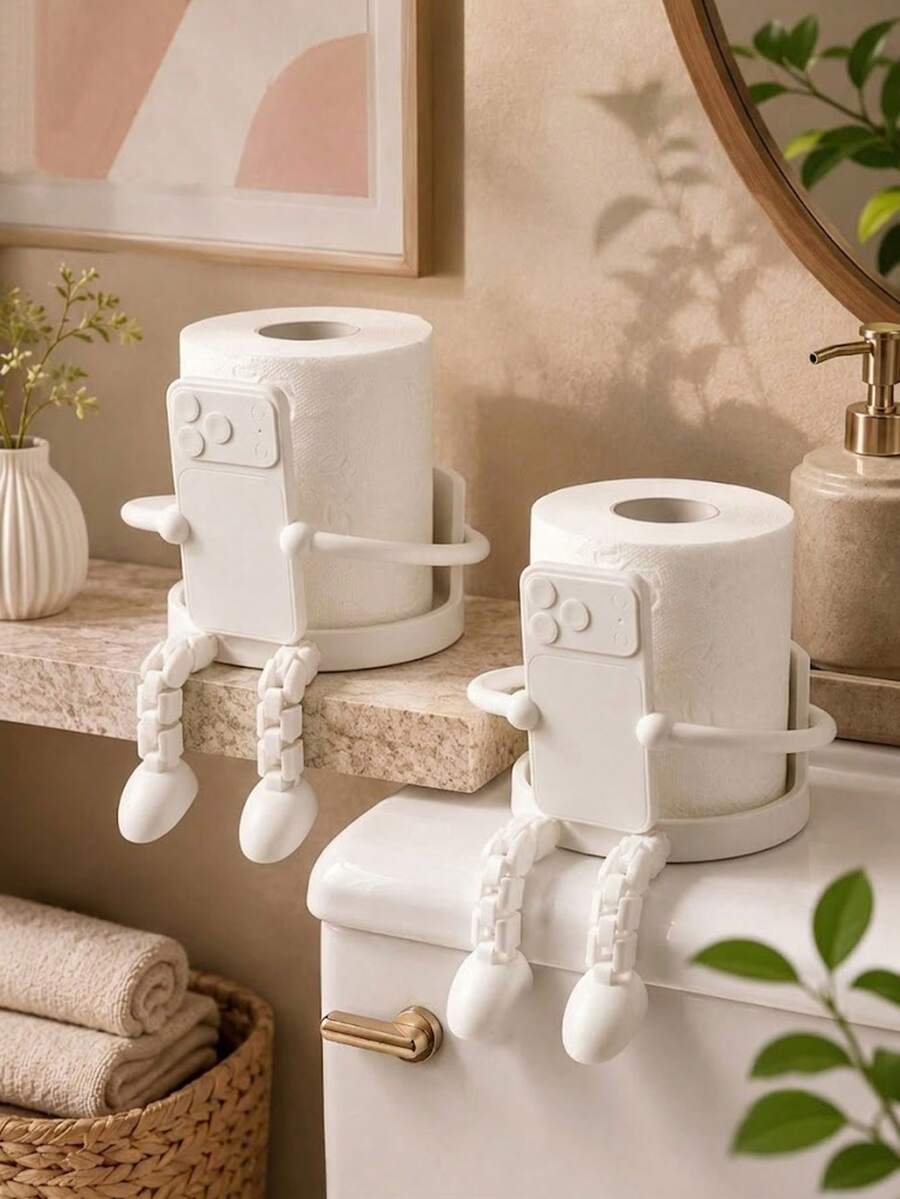 Creative Human-Shaped Toilet Paper Holder, Unique Phone-Holding Pose Toilet Paper Holder With Movable Legs And Fun Sitting Position, Suitable For Bathroom, Bedroom And Living Room Storage And Decoration