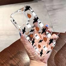 1 Buah Casing Ponsel TPU Transparan Anti Guncangan dengan Motif Hantu, , dan Kelelawar, Kompatibel dengan Seri Apple 17 16 15 14 13 12 11 Plus Pro Max, Pelindung Bergaya yang Dipersonalisasi, Modis - Clear - View 3