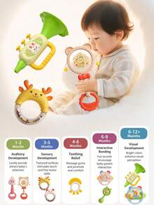 Set Mainan Bayi 7 Buah, Mainan Sensorik Bertema Hewan Warna Macaron, Mainan Kerincingan Genggam Berwarna-warni, Cocok untuk Perkembangan Awal, Mainan Bayi, Mainan Balita - MultiWarna - View 4
