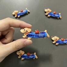 5/10/15 Pcs Cute Sausage Dog Refrigerator Sticker, Cartoon Animal Resin Refrigerator Magnet, Storage Cabinet Decoration, Kitchen And Home Decoration, Birthday And Festival Gift Selection - Multi-color - View 2