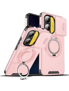 Casing Kompatibel Dengan iPhone 18 17 16 14 13 12 15 Pro Max Plus 16e 17e Air Armor Slide Camera Ring Magnetic Stand Shockproof Phone Kompatibel Dengan Galaxy/MOTO - Rose Gold - View 149