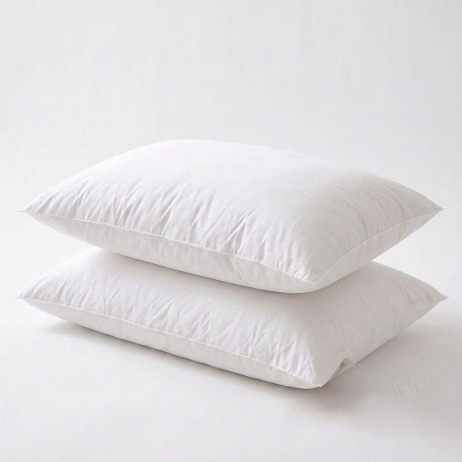 H&R Comfortable Plain Sleeping Pillows Breathable Soft Bed Pillow Virgin Hollow Fibre Filling Shape Retention Pack Of 1 Or 2 - White - View 1