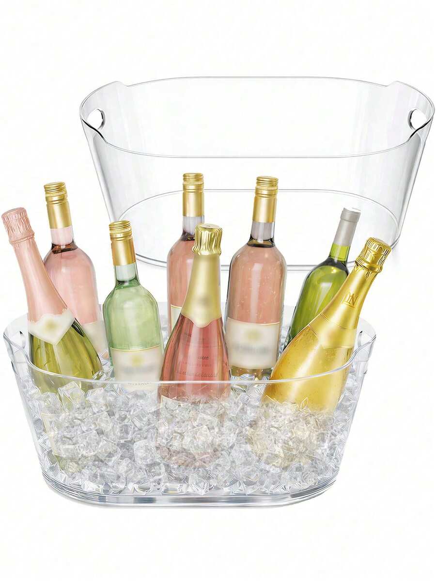 6.5L 派對冰桶 大容量塑膠飲料冷卻桶 透明飲料桶 適用於香檳、葡萄酒、啤酒、Mimosa 與調酒吧 便攜式冷卻桶 適合派對主辦與服務 - 查看 1