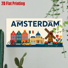 2D Flat Print, 1pc, Vintage Metal Sign, Outdoor Wall Decor, Amsterdam Sign With Classic Dutch Elements, Suitable For Home, Bar, Cafe, Garage Wall Decor, Industrial Style Decor (Random Style) - A - View 6