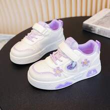 Girls' 2026 Spring New Kids' Sports Shoes, Casual Versatile Soft Sole Running Shoes, Lightweight Student White Sneakers, Size Runs Small - Purple - View 5