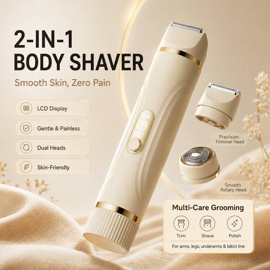 Women's Dual-Head Electric Shaver, Body Hair Trimmer, Depilator, Intimate Area Hair Trimmer