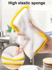 1/5/10pcs Double-Sided Dishwashing Sponges, Double-Sided Kitchen Cloth, Dishwashing Sponge, Pot Scrubbing Sponge, Multi-Purpose Absorbent Sponge, Dish Cleaning Brush, Durable Reusable Kitchen Cleaning Sponge, Kitchen Supplies, Home Products - A - View 2