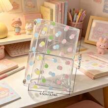 Cute Polka Dot Transparent PVC Mini Binder Cover, Transparent Plastic Pocket Notebook Protector, Macaron Color/White Polka Dot Loose-Leaf Planner Shell, DIY Scrapbook Decoration Stationery Accessories - A - View 6