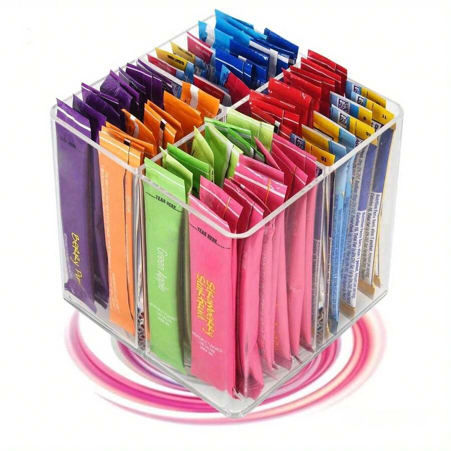 Multi-Compartment Snack Storage Box, Transparent Acrylic Divided Storage Container, Suitable For Candy, Tea Bags, Coffee Pods, Can Be Used For Home Cabinets And Office Organization, Transparent Space-Saving Display Box - Multicolor - View 1