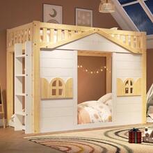 Bunk Bed, Loft Bed, Children's Bed, Wooden Bed, House Bed 90x200cm - 白色 - 查看 1