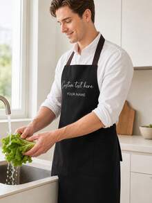 1pc Customized Kitchen Cooking Apron, Personalized Profile/Name Printed Apron - Personalized Cooking Apron, Customized Logo Apron, Chef Apron, Customized Name Apron, Baker Gift, BBQ Apron, Kitchen Apron, Women's Customized Apron, Customized Apron With Logo, Customized Apron With Pockets, Design Your Own Apron - Multicolor - View 6