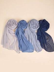 4pcs/Set Solid Color Chiffon Scarves - Multicolor - View 1