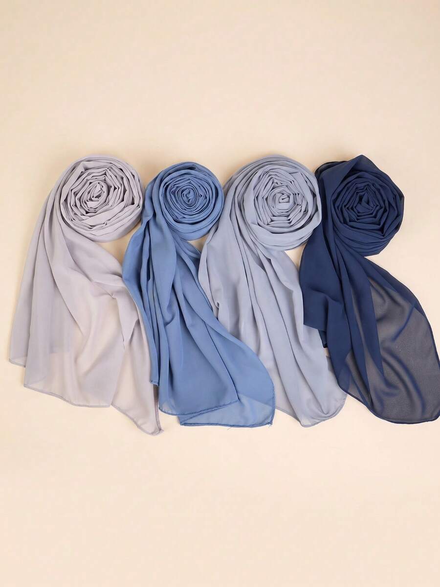 4pcs/Set Solid Color Chiffon Scarves - Multicolor - View 1