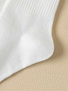 7 Pairs White Unisex Striped Letter Mid-Calf Socks, Comfortable Soft Women's Casual Tube Socks, New Versatile Sports Long Socks, Personalized College Style Student Socks - Multicolor - View 5