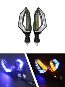 2 Direccionales Focos Faros Led Motocicleta Efecto Neon Tmax - Azul - Ver 2