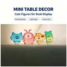 4pcs Acrylic Desktop Decorative Signs, Cartoon Animal & Colorful Window Design, Light-Up - Set Of 4 - View 3