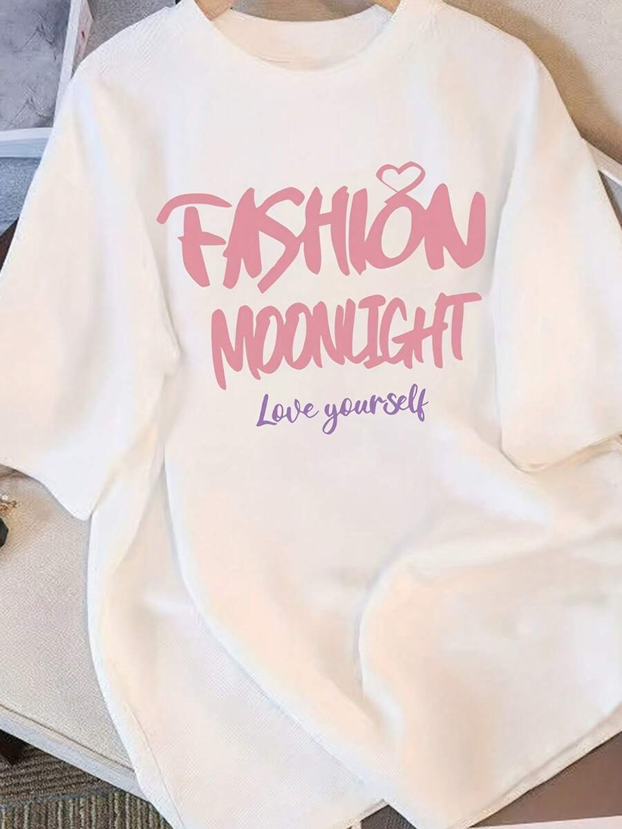 Loose Casual Thick Tee For Women, New Short Sleeve Daily Top Ideal For Autumn Outfits, Fast Local Delivery - 白色 - 查看 1