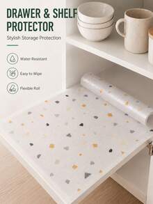 1pc Cartoon Pattern Printed Moisture-Proof Table Mat, Freely Cut Oil-Proof Non-Slip Drawer Liner, Easy To Clean With One Wipe, Fresh Pattern, Waterproof Stain-Resistant Countertop Cabinet Protector, Suitable For Dining Table, Wardrobe, Kitchen Drawer, Dust-Proof Shock-Absorbing, Practical Home Storage Item, Multi-Scenario Universal Home Protection Mat - Cartoon Pattern Moisture-proof Mat - View 7