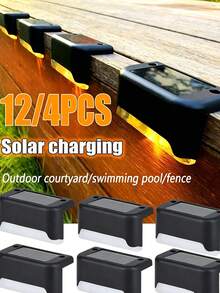 12/4pcs Lampu Tangga Tenaga Surya Senja Hingga Fajar IP44 Tahan Air, Lampu Pagar LED Tenaga Surya Tempel Nirkabel, Lampu Tenaga Surya Otomatis Luar Ruangan untuk Tangga, Teras, Halaman Belakang, dan Dekorasi Kolam Renang - Lampu Tangga IP44 - View 2