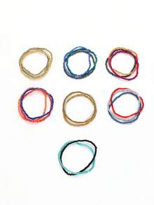 20PCS INS Stackable Colorful Glass Bead Elastic Bracelets, Bohemian Style Handmade Beaded Versatile Bracelets For Women (Random Color) - Multicolor - View 3