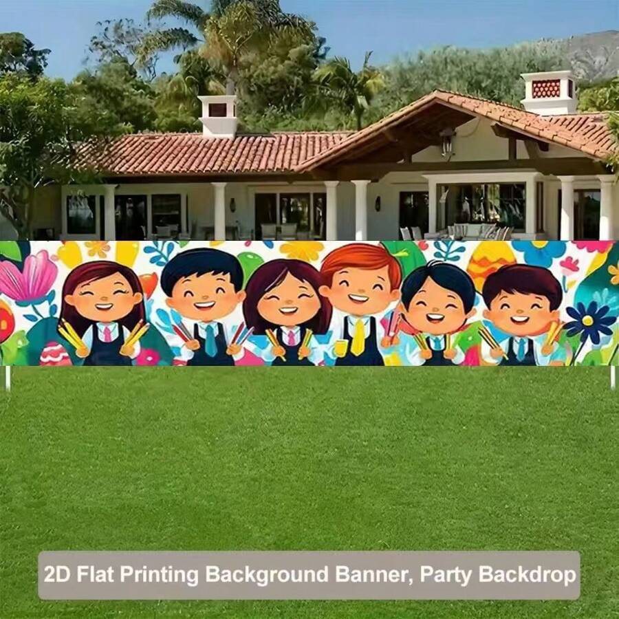 2D Flat BannerBack-To-School Season Scene Setting Props, Classroom, Campus Decoration Banners, Creative Campus Atmosphere Backdrop Fabric