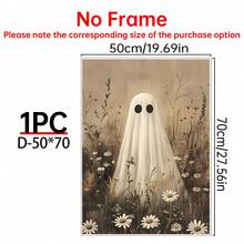 1/6pcs Vintage Ghost Halloween Gallery Wall Decor Set, Whimsical Autumn Halloween Decorations, Kids Room Wall Art Prints, Home Wall Decor Art - Multicolor - View 21
