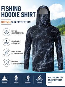 Men's UPF 50+ Fishing Hoodie With Face Mask, Long Sleeve Sun Protection Shirt, Quick Dry Breathable Performance Hoodie For Fishing, Boating & Outdoor - Multicolor - View 5