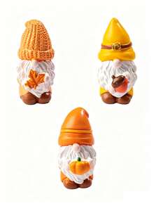 1pc Autumn Harvest Mini Gnome Resin Figurine, Cute Faceless Dwarf Statue, DIY Micro Landscape Accessory, Waterproof Miniature Decor, Suitable For Outdoor Garden, Patio, Balcony, Lawn And Fairy Garden Decoration - Multicolor - View 4