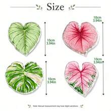 4/5pcs Calathea/Monstera Acrylic Tropical Plant Leaf Coasters, New Ins Style Heat-Resistant Coaster Set, Protects Tabletop From Hot Drinks, Cups And Plates, Suitable For Office, Restaurant, Cafe - Multicolor - View 7