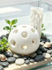 Macaron Half-Round Fish Tank Hideout, Multi-Hole Fish And Shrimp Shelter, Aquarium Decorative Landscape Ornament - A - View 5