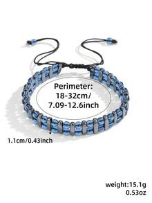 1pc Men's Double Layer Lava & Hematite Beaded Bracelet Adjustable Drawstring Vintage Casual Wrist Jewelry Gift For Men - Multicolor - View 2