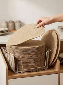 12pcs Natural Jute Placemats, Pastoral Style Round Vase Mats, Washable, Easy To Clean, Wipeable, Non-Slip, Heat Resistant, Suitable For Room Decor, Table Decor, Home Decor, Party Decor, Suitable For Holidays, Parties, Gatherings, Birthdays, Weddings, Gifts, Presents, Dinners, Outdoor, Picnics. - Multicolor - View 1