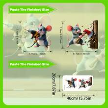 1/3/5pcs Funny Mouse Static Glass Window Cling Sticker, No Glue Removable Decal With Mouse Engage In Sabotage Window Film For Home Living Room Sliding Glass Window Door - Naughty Mouse Window Sticker - View 9