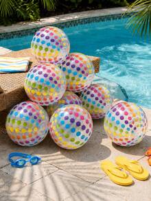 2pcs/1pc Colorful Polka Dot Beach Ball (Approx. 30cm), Suitable For Summer Water Games And Birthday Parties, Inflatable Beach Ball, Hawaiian Tropical Theme Party Decoration And Gift - Multicolor - View 3