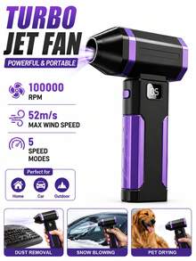 100,000RPM Turbo Air Duster | 5-Speed Cordless Air Blower | Rechargeable Powerful Cleaner For Keyboard, Car Detailing, Electronics And Home, 2600mAh - X8 Purple - View 2