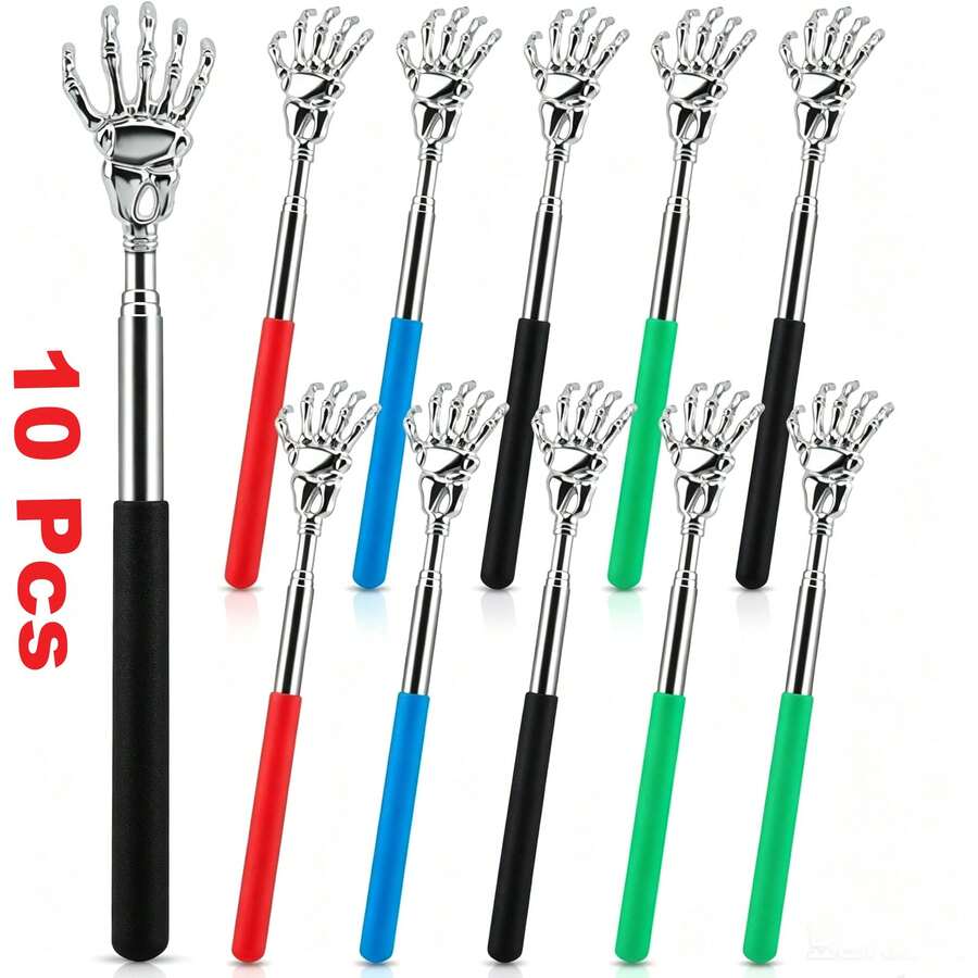 10-Pack 4-Color Retractable Ghost Claw Back Scratcher – Portable Anti-Itch Tool With Colorful Handles, Ideal Stocking Stuffer & Birthday Gift For Seniors