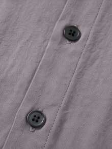 Set Kemeja Lengan Pendek dan Celana Pendek Polos Kasual Pria untuk Sehari-hari - Dusty Purple - View 5