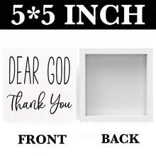 1pc "Dear God Thank You" Sign, Rustic Religious Inspirational Wooden Box Hanging Plaque, Christian Desktop Shelf Wall Decor, Suitable For Living Room Bedroom, 5x5 Inches, Halloween Christmas Decoration - Wooden Box Ornament - View 3