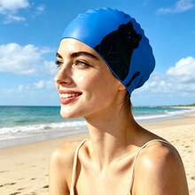 Unisex Silicone Swim Cap, Cat Pattern Swimming Cap, Waterproof Anti-Slip, Comfortable Breathable, High Elasticity, Unisex, Swimming Equipment, Beach Essential, Beach Accessory, Pool Float - Multicolor - View 12