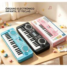 Teclado de piano infantil mejorado de 37 teclas con micrófono, instrumento musical portátil, adecuado para niños y niñas de 3 a 6 años, una opción ideal para regalos de cumpleaños y Navidad, que ayuda a su hijo a desarrollar su talento musical desde una edad temprana (tres colores disponibles). caliente - Azul - Ver 6