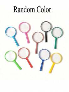 1/3/5/10pcs Colorful Handheld Magnifying Glass, Portable Lens For Science Exploration, Outdoor Observation, Party Entertainment And Detailed Inspection - No Charging Required, Random Colors Best Gifts - Black - View 4