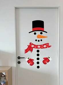 1 Set Christmas Snowman Toilet Stickers - Christmas Snowman Toilet Decor Self-Adhesive Wall Decals; Cute PVC Bathroom Stickers, Easy To Apply As Wall Decoration; Perfect For Holiday Home Decor; New Year Bedroom And Bathroom Decoration Stickers - Multiple Styles - View 2
