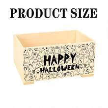 Happy Halloween Wooden Storage Box - Ghost & Spiderweb Pattern Organizer For Remote Controls, Pens & Party Supplies, Spooky Desk Decor For Kids Room & Living Room - Multicolor - View 8
