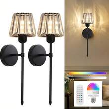 1/2pcs Rechargeable Wall Lamp With Remote Control (Includes Bulb), Crystal Lampshade, Bedside Lamp, Ceiling Light, String Light, Decorative Light, Bedroom, Living Room, Hallway, Bathroom, Kitchen And Closet Lighting Night Light (1800mAh) - Crystal Style - View 16