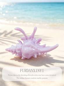 FURDANXINYI 1pc Marble Pattern Conch Shell Hair Clip, Cute 3D Conch Shell Hair Clip, Non-Slip Large Size Summer Beach Vacation Hair Accessory, Suitable For Women's Hairstyles - Multicolor - View 13