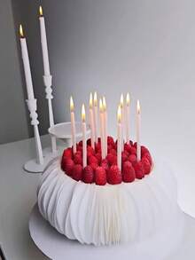 6pcs/24pcs White Pearlescent Long Straight Birthday Fairy Atmosphere Anniversary Holiday Party Cake Decoration Photo Prop Candles - View 6