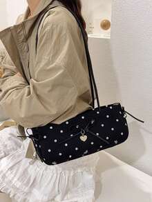 BAILEE A Stylish, Minimalist, And Cute Shoulder Bag With A Dot Pattern, A Bow-Shaped Heart Charm, Perfect For Outfits And As A Gift Option. - Multicolor - View 4