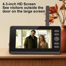 Wireless Video Doorbell With 4.3-Inch IPS Display, Smart Doorbell Camera, Two-Way Audio, 125° Wide Angle Lens, Infrared Night Vision, No WiFi No APP Required, 128GB TF Card Loop Recording, 1800mAh Battery, IP65 Waterproof Home Security - View 3