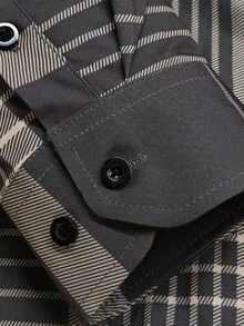 Men's Striped Colorblock Single-Breasted Long Sleeve Casual Shirt - Dark Grey - View 6